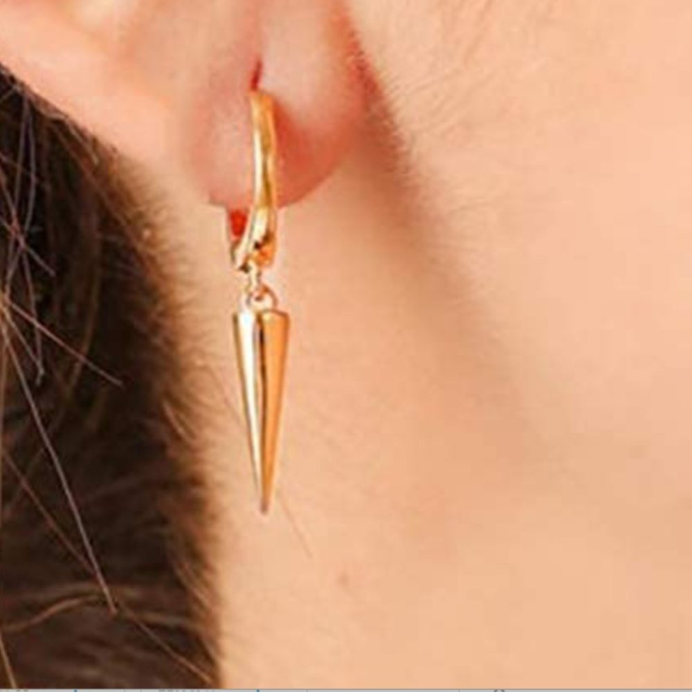 Gold Plated Spike Dangle Earrings